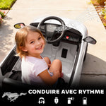 Coche eléctrico infantil Ford Mustang Mach-E con licencia oficial 12 V, mando a distancia 2,4 G, 2 motores, 92x55x44 cm, blanco