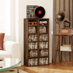 Lot de 2 étagères colonnes armoire de rangement CD 12 compartiments 21 x 22,5 x 88,5 cm capacité 204 CD brun rustique