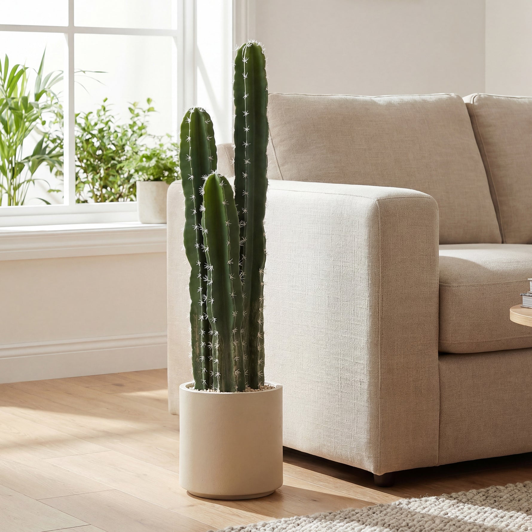 Cactus Artificiel 95 cm, Plante Artificielle en Pot, Tiges Réglables, Grand Réalisme, pour Maison et Bureau, Vert