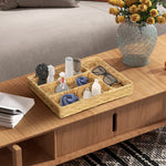 Panier de rangement tressé en jacinthe d'eau avec 4 compartiments, pour salle de bain, chambre à coucher, naturel