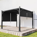 Pergola de jardin 3 x 3 m tonnelle de jardin avec Auvent coulissant, structure métallique, pour extérieur, Gris Foncé