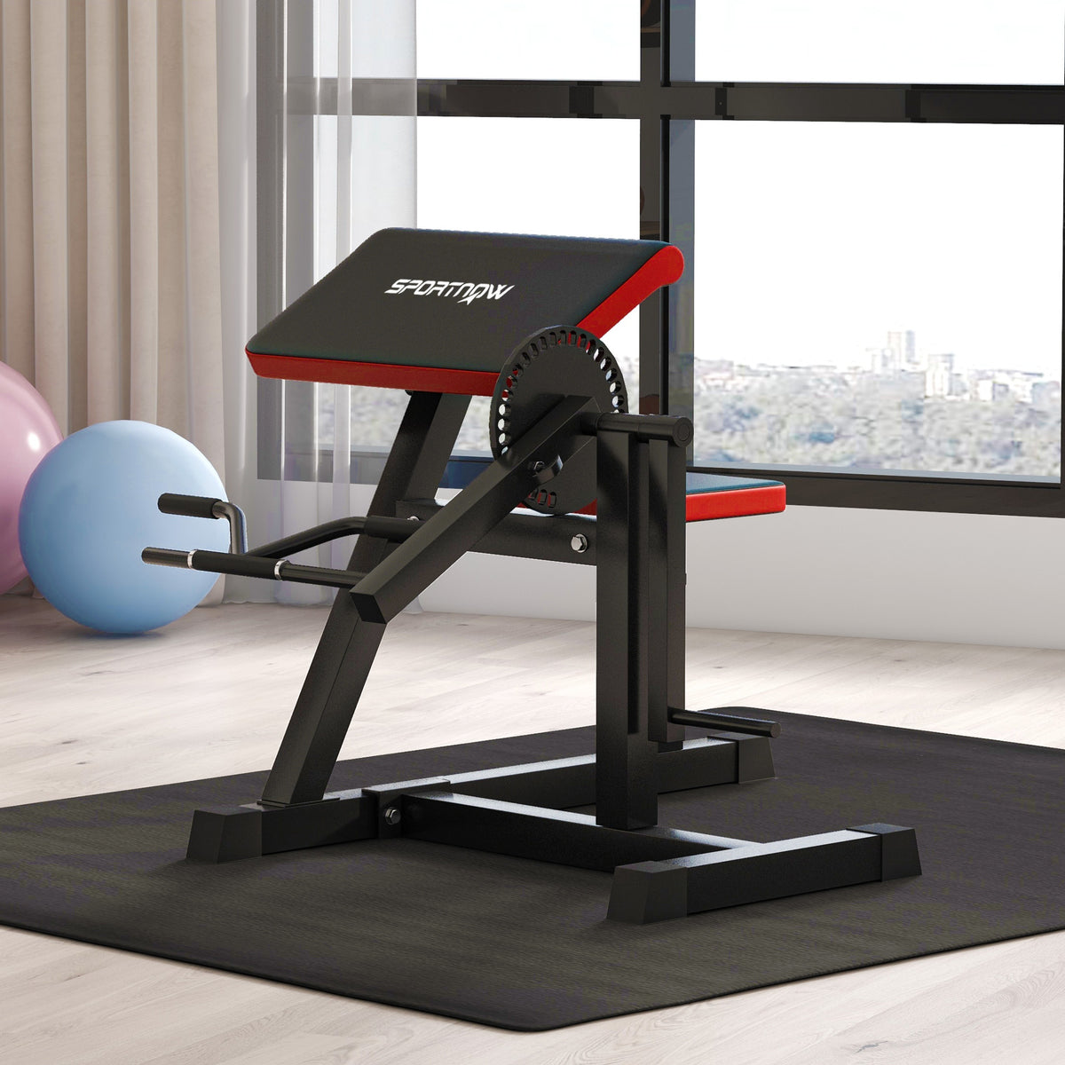 Bizeps-Hantelbank, 2-in-1 Bizeps-/Trizeps-Maschine, Sitzhöhe 5-fach verstellbar 105x95x80 cm schwarz