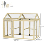 Enclos poulailler en bois cage à poules parc grillagé 140 x 88,5 x 106 cm naturel