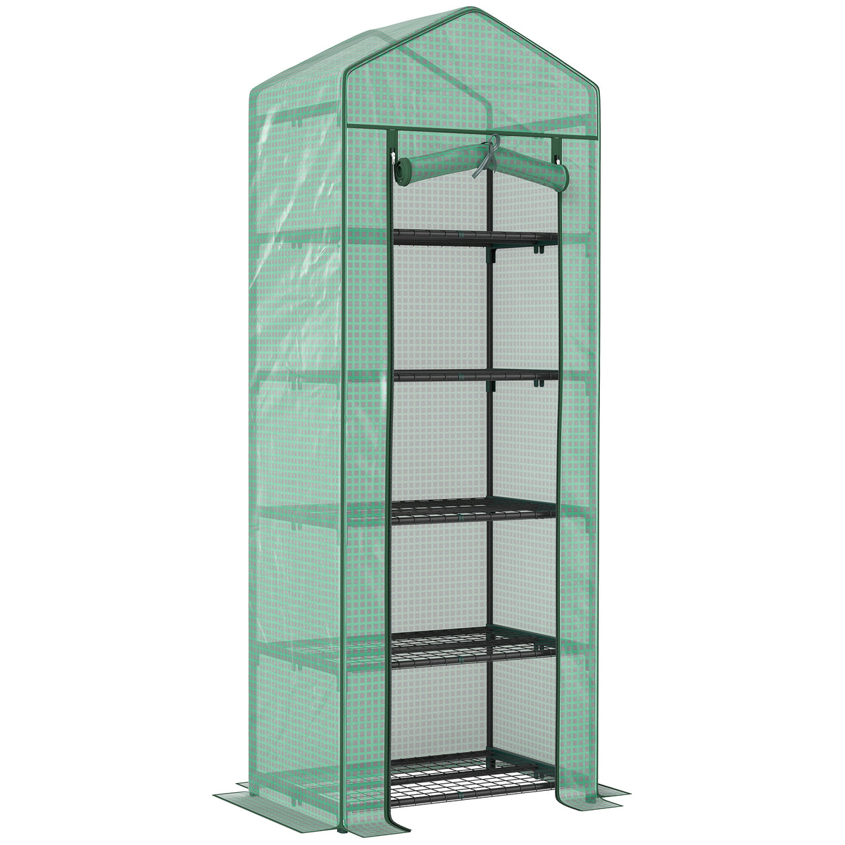 Serre de jardin balcon étagère serre 5 niveaux 0,69 x 0,49 x 1,93 m acier bâche amovible PE vert