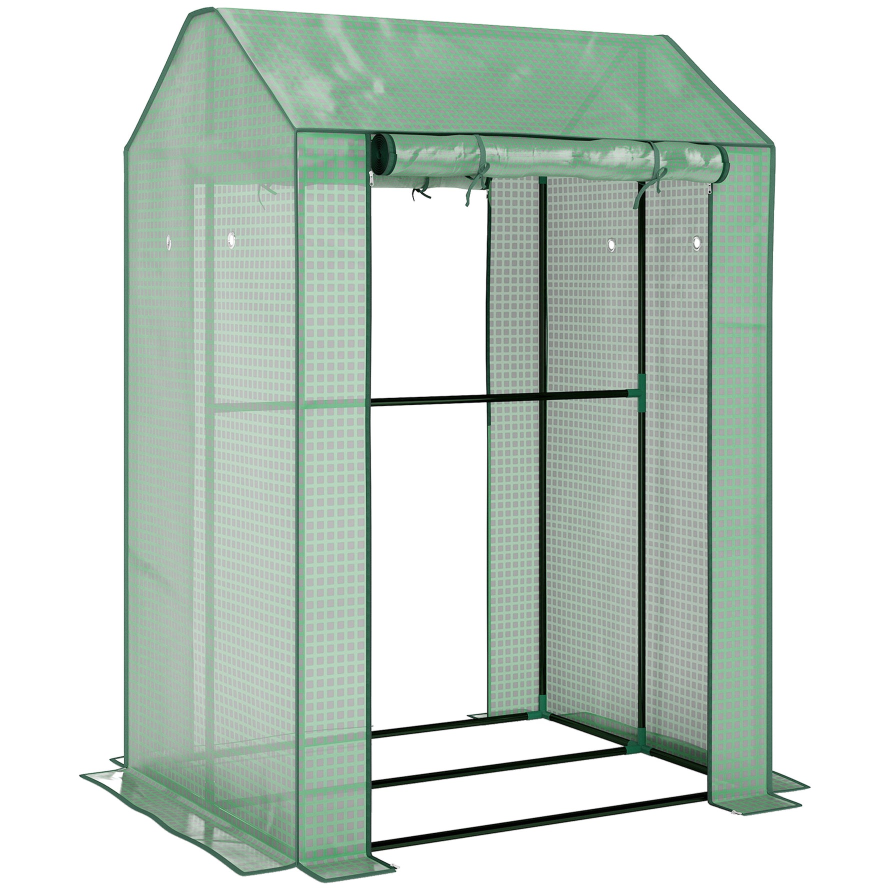 Serre de jardin avec 2 espaces et 2 portes enroulables - 0,8 m² Serre à tomates dim. 1L x 0,8l x 1,5H m, Acier et PE