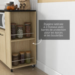 Desserte chariot cuisine multi rangements avec roulettes 75 x 40 x 80,5 cm