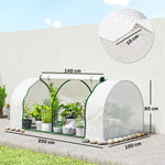 Serre de jardin mini serre serre à tomates 2 x 1 x 0,8 m porte zippée bâche PE acier blanc