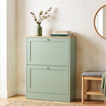 Meuble à Chaussures 12 Paires, Armoire à Chaussures Étroite avec 2 Tiroirs, Étagères Réglables, 60 x 23,5 x 80 cm, Vert