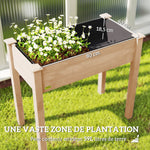 Jardinière surélevée en Bois, Carré Potager sur Pied surélevé, Trous de Drainage, Tissu non tissé, 86x46x76 bois naturel