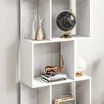 Bibliothèque à 5 niveaux, meuble de rangement en forme de S avec étagères, 60 x 24 x 184,5 cm, blanc