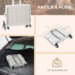Chariot de courses pliable caddie de courses avec poignée télescopique réglable et couvercle charge max. 80 kg, blanc