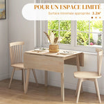 Table de cuisine pliable table à manger pliante avec plateau rabattable en bois pour 2 à 4 personnes bois naturel