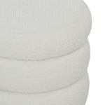 Poggiapiedi da soggiorno, sgabello ottomano rotondo imbottito in tessuto Teddy, per camera da letto, ingresso, Ø 40 x 45 cm, bianco