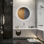Miroir rond lumineux LED de salle de bain Ø 70 cm mural avec éclairage 3 couleurs interrupteur tactile 23W blanc argent