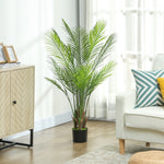 Plante artificielle intérieure 120 cm, palmier arbre artificiel avec pot en plastique et flocage, vert