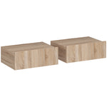 Lot de 2 tables de chevet murales, tables de nuit suspendues avec tiroir coulissant, 40 x 30 x 15 cm, chêne