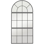 Miroir mural arqué miroir mural en forme de fenêtre ensemble de 3 pièces cadre en métal 76 x 43 cm noir