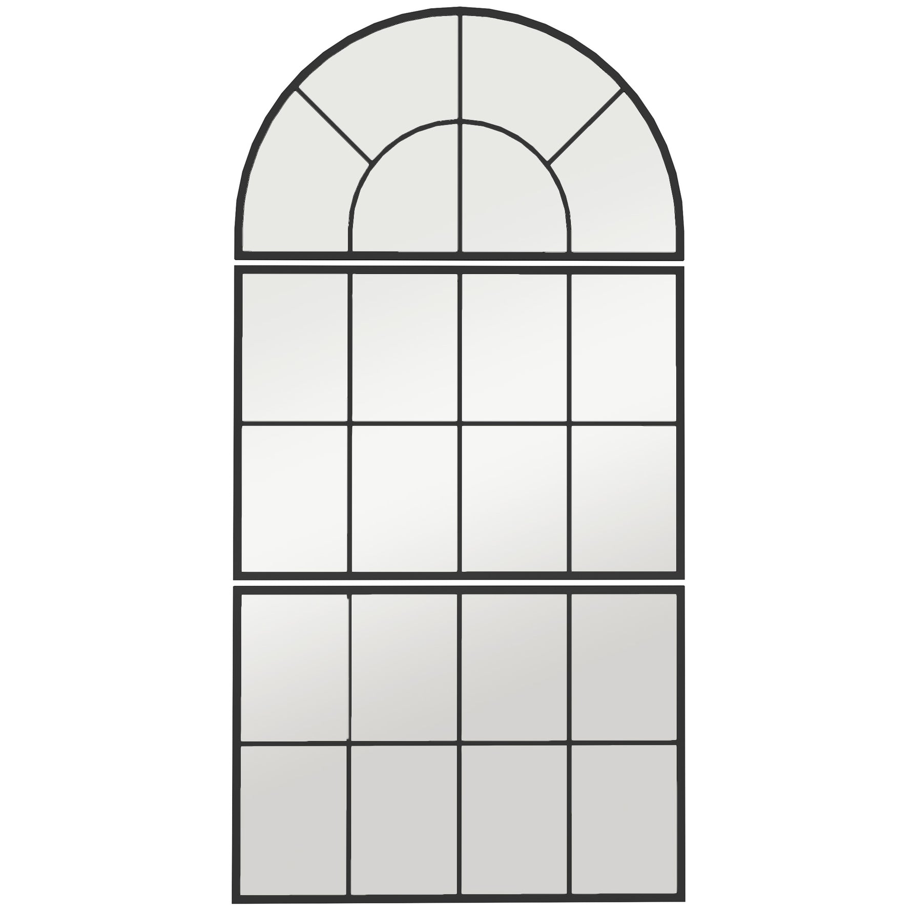 Miroir mural arqué miroir mural en forme de fenêtre ensemble de 3 pièces cadre en métal 76 x 43 cm noir