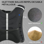 Gilet lesté de 8 kg, veste lestée, pour homme et femme, avec poche de rangement, tissu Oxford, sable métallique, noir