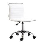 Chaise bureau sans accoudoirs, fauteuil de bureau, hauteur réglable, assise et dossier rembourrés, 48x52x78-90cm, blanc