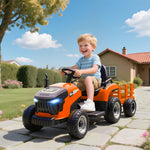 Elektrischer Kindertraktor mit abnehmbarem Anhänger, Elektroauto für Kinder, 2,4G-Fernbedienung, 139x58x55cm, orange