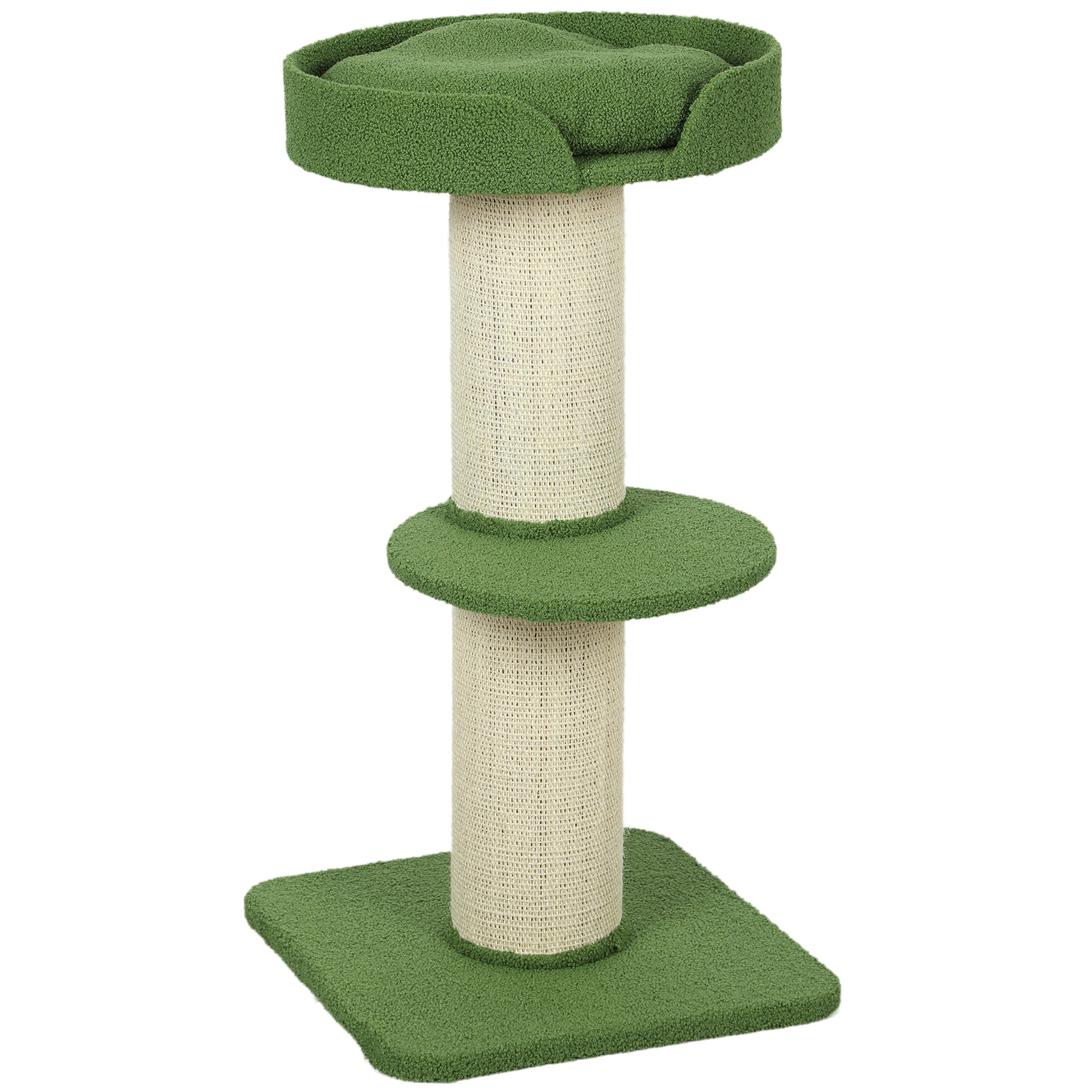 Arbre à Chat avec Griffoir, Centre d'Activités, Plateformes, Coussin, 45 x 45 x 91 cm, Vert et Beige