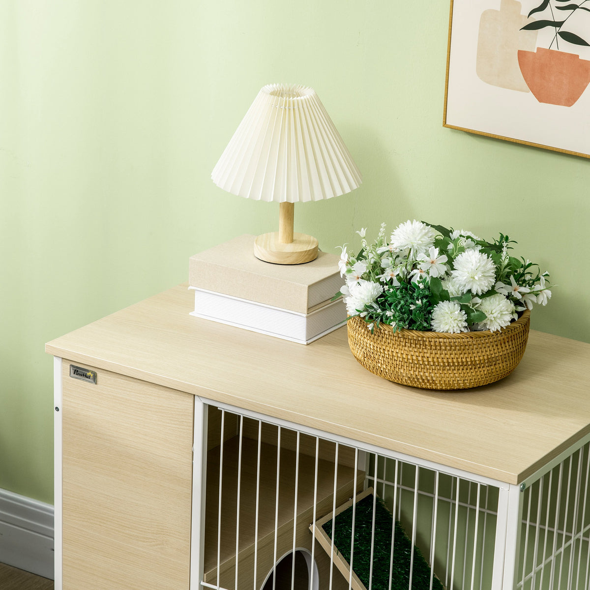 Cage à lapin clapier sur roulettes toit ouvrant plates-formes avec plateau amovible 78 x 52,5 x 76,5 cm naturel