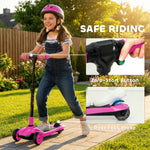 Trottinette électrique pour enfants 6+ ans, pliable 3 roues démarrage zéro, vitesse maximale 8 km/h 64 x 29 x 83 cm rose