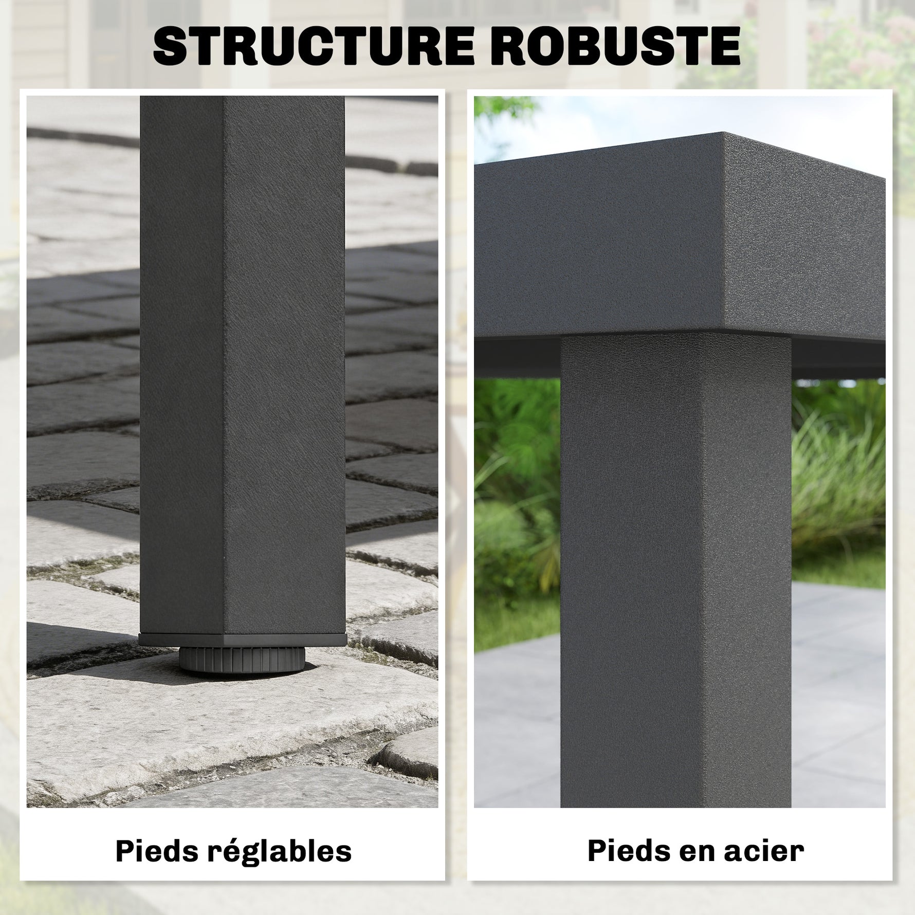 Table de jardin pour 4 à 6 personnes, table à manger extérieure avec plateau à lattes, 140 x 90 x 74 cm, gris