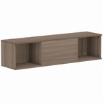 Meuble TV suspendu, Armoire murale avec 2 compartiments ouverts et porte rabattable, 120 x 30 x 29,5 cm, marron