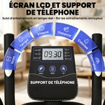 Vélo Elliptique, Écran LCD, Résistance 8 Niveaux, Capteur Pouls, Bluetooth, Support pour Téléphone, 100x52x153cm, Gris