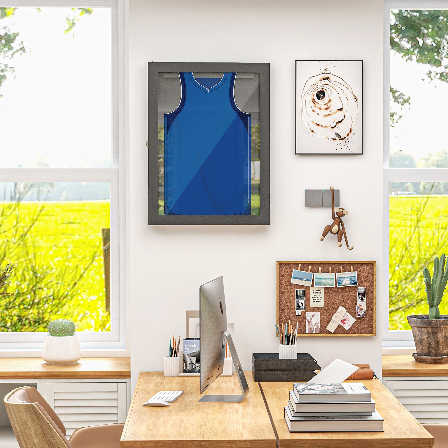 Frame box T-frame cadre pour maillot porte acrylique doublure interne feutre 60 x 6,5 x 80 cm noir