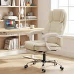 Chaise bureau ergonomique, fauteuil de bureau avec dossier inclinable, hauteur réglable, 64x73x112-120cm, beige