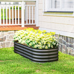 Jardinière surélevée carré potager de jardin en acier modulable légumes, plantes, fleurs, dim. 150 x 62 x 30 cm gris