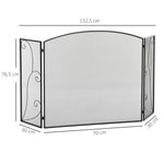 Pare-feu pour cheminée ou poêle design élégant Pare-étincelles 3 Volets Pliables dim. 132,5L x 76,5H cm Acier métal Noir