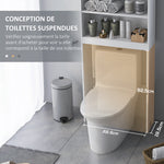 Meuble WC dessus de toilette armoire de rangement de salle de bain avec niches placard à double porte étagère réglable