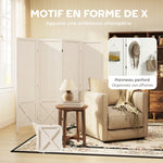 Paravent intérieur en bois 4 panneaux séparateur de pièce pliable panneau perforé 152 x 1,7 x 144,5 cm blanc