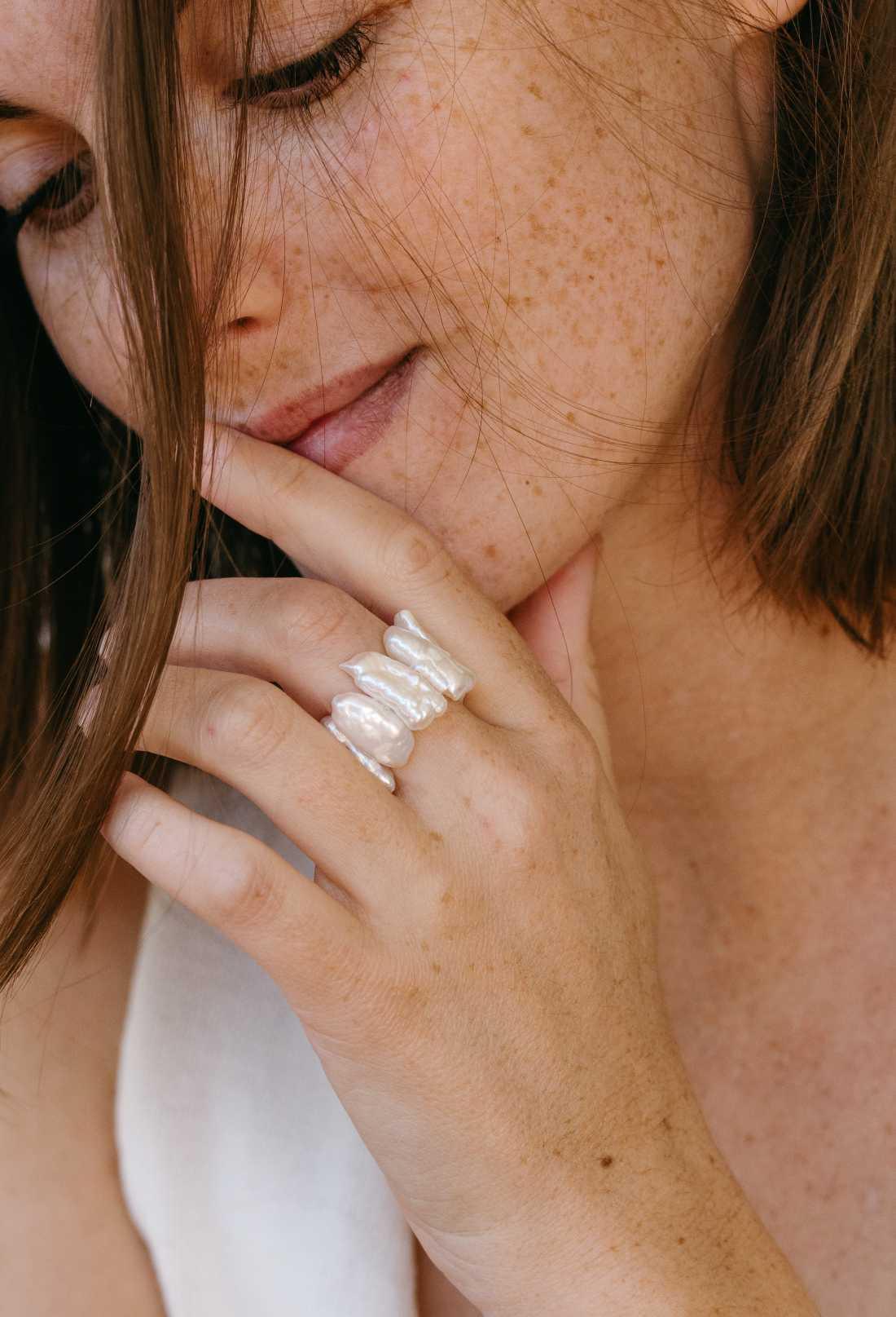 Bague Eva en perles de culture baroques