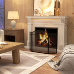 Pare-feu cheminée pliable 3 panneaux pare-étincelles cheminée avec motif en en chevron 96l x 1P x 60H cm métal noir-1