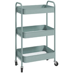 Desserte chariot de rangement en acier chariot de service à roulettes 3 plateaux ajourés 45 x 30,6 x 79 cm bleu clair