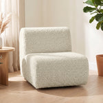 Fauteuil de salon pivotant 360°, canapé 1 place rembourré en chenille avec assise extra-large, rembourrage épais, beige