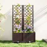Jardinière avec treillis lit surélevé de jardin jardinière extérieure avec 6 trous de drainage 80 x 40 x 135 cm marron