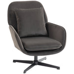Fauteuil salon, fauteuil d'appoint rembourré en velours avec large assise, coussin et structure en métal, gris foncé