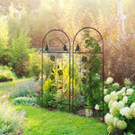 Set di 2 tralicci da giardino, supporto per piante rampicanti in metallo - 38 x 98 cm nero
