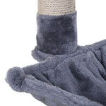 Tiragraffi per gatti, 3 colonne in sisal naturale, piattaforma, amaca e pallina sospesa, dim. 50L x 36P x 70A cm, in peluche corto grigio