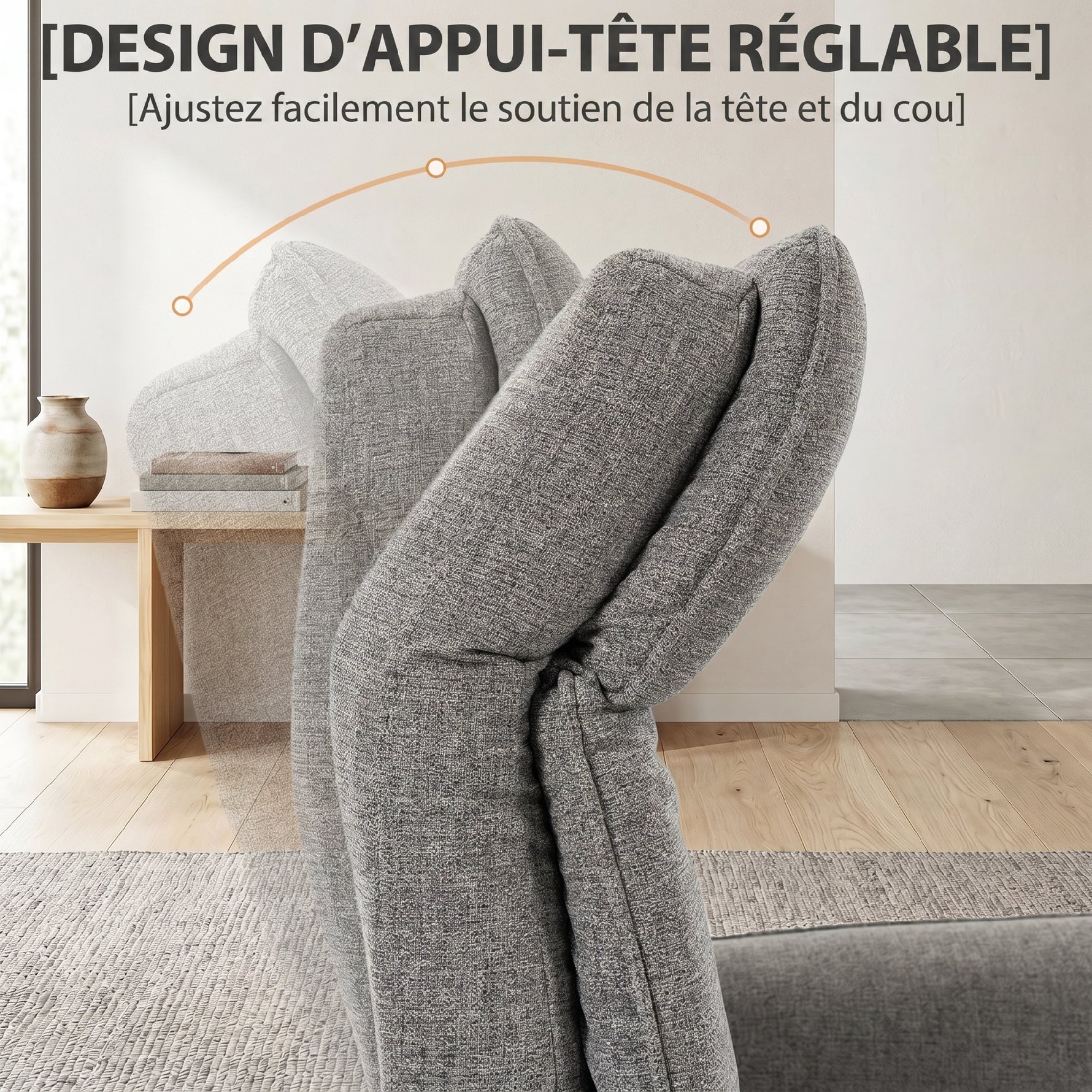 Fauteuil Relax Électrique Pivotant 360°, Fauteuil Inclinable avec Appui-Tête Réglable, Ports USB, Tissu en Lin, Gris
