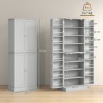 Credenza da cucina con armadietti, ripiano regolabile e portaspezie, 60 x 35 x 166 cm, grigio