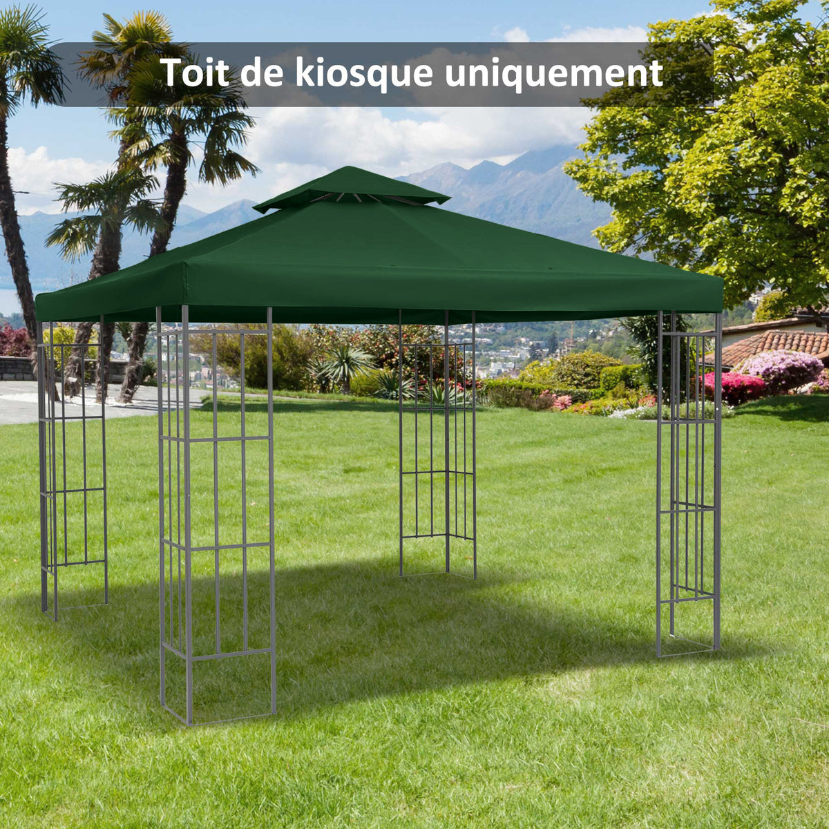 Toit de Remplacement pour Gazebo de Jardin Toile de Rechange pour pavillon tonnelle Tente 3 x 3 m Vert foncé