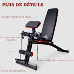 Banc de musculation pliable inclinable, banc réglable pour le développé couché, le curl biceps, la musculation du dos et des abdominaux, avec extenseur des jambes, acier, noir rouge