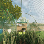 Serra da giardino a tunnel, superficie a terra 8 m², 4L x 2P x 2,05A m, telaio tubolare, porta con cerniera, 6 finestre avvolgibili, verde